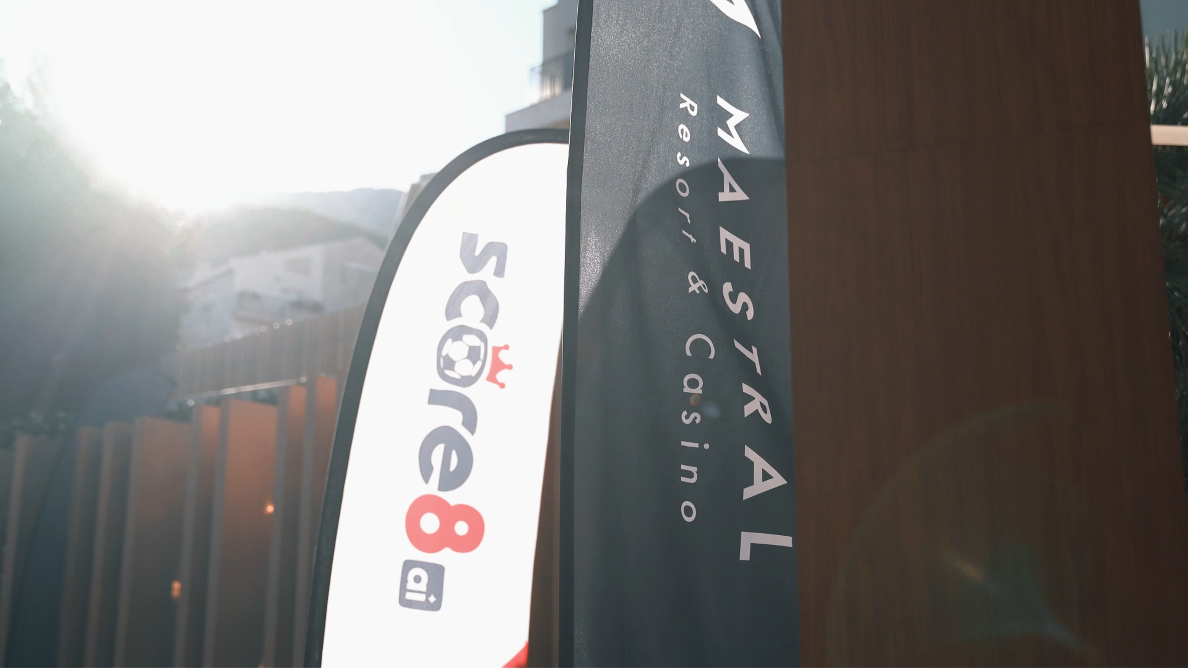 Score8 flag signage near Maestral Resort and Casino