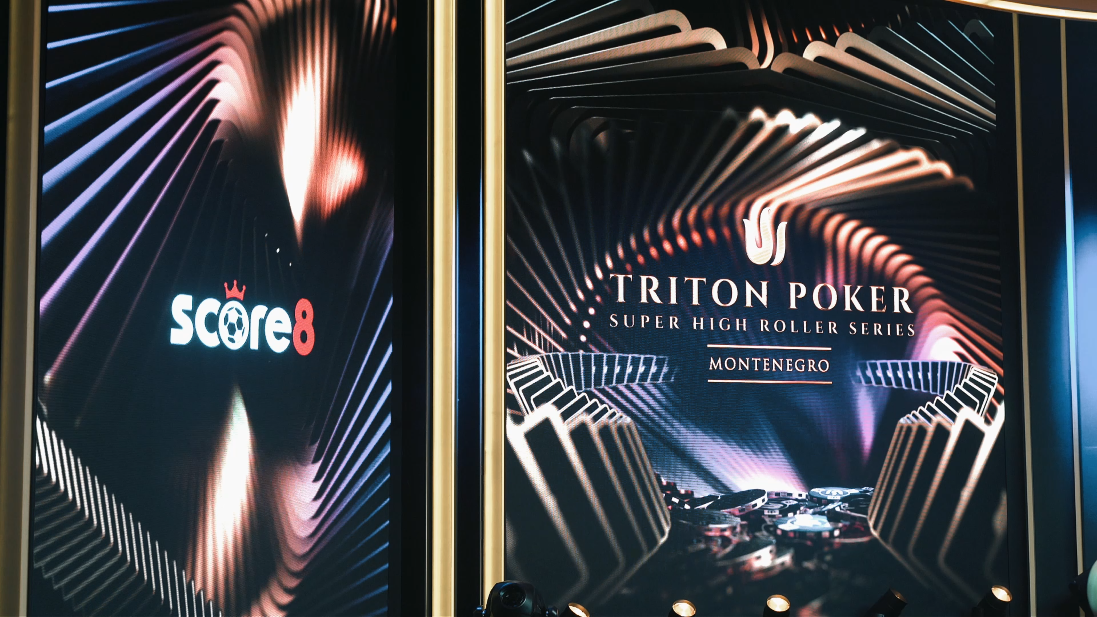 Score8 logo displayed beside Triton Poker Montenegro event branding